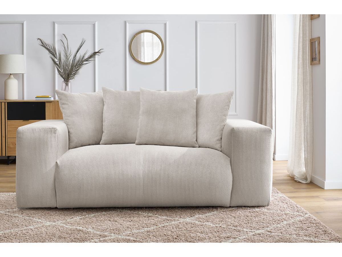 Bobochic Voltaire Sofa 2-Sitzer Cordsamt Beige