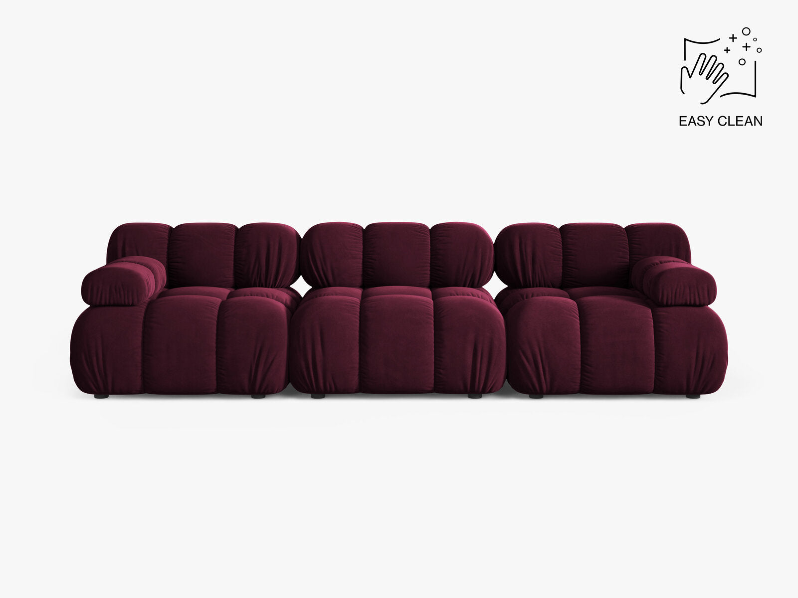 Micadoni Modulares Sofa Bellis 3-Sitzer Samt Venus Burgunder