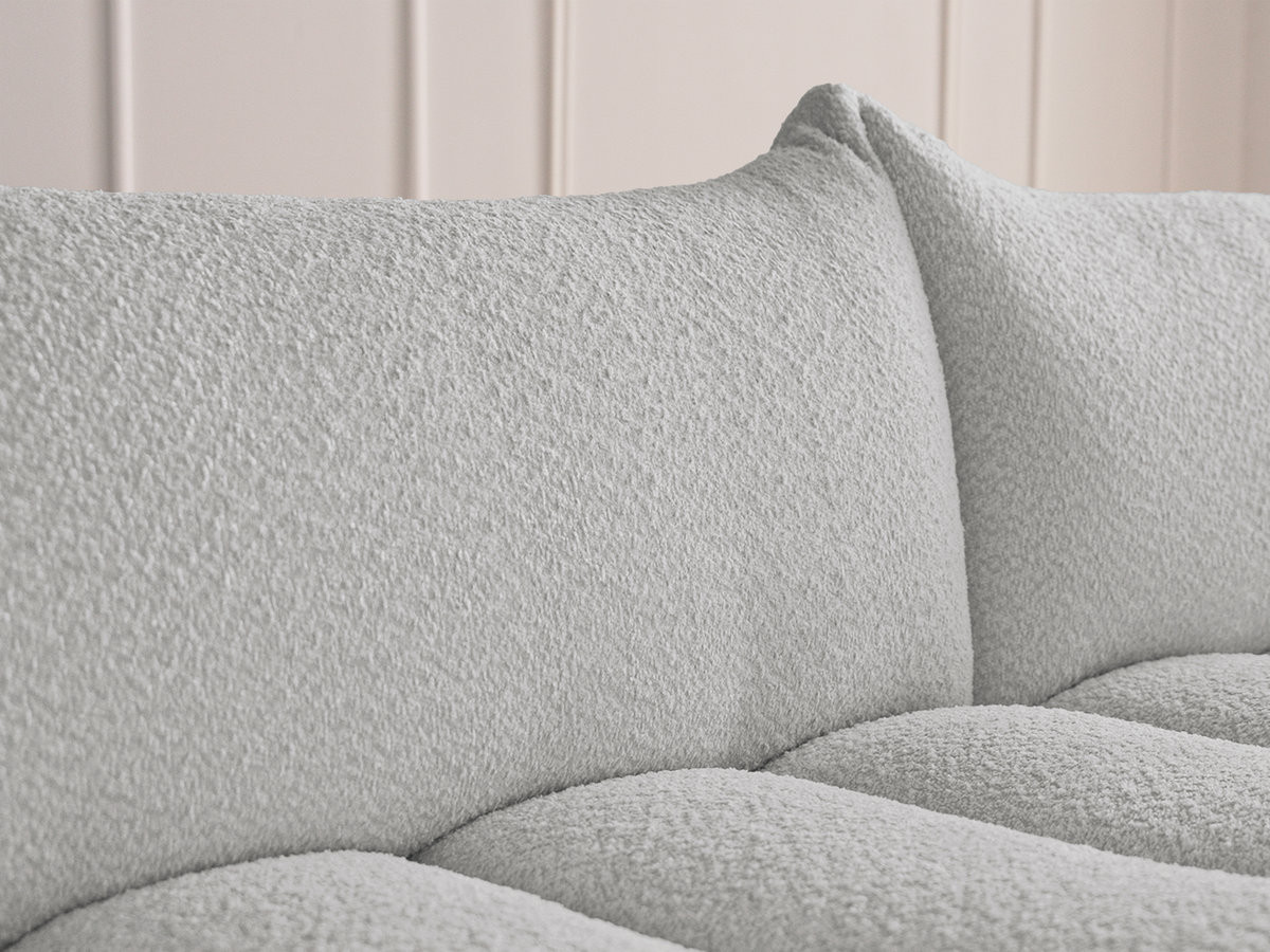 Bobochic Azra Ecksofa mit Pouf 262 × 178 cm Bouclé-Stoff Hellgrau Ecke rechts