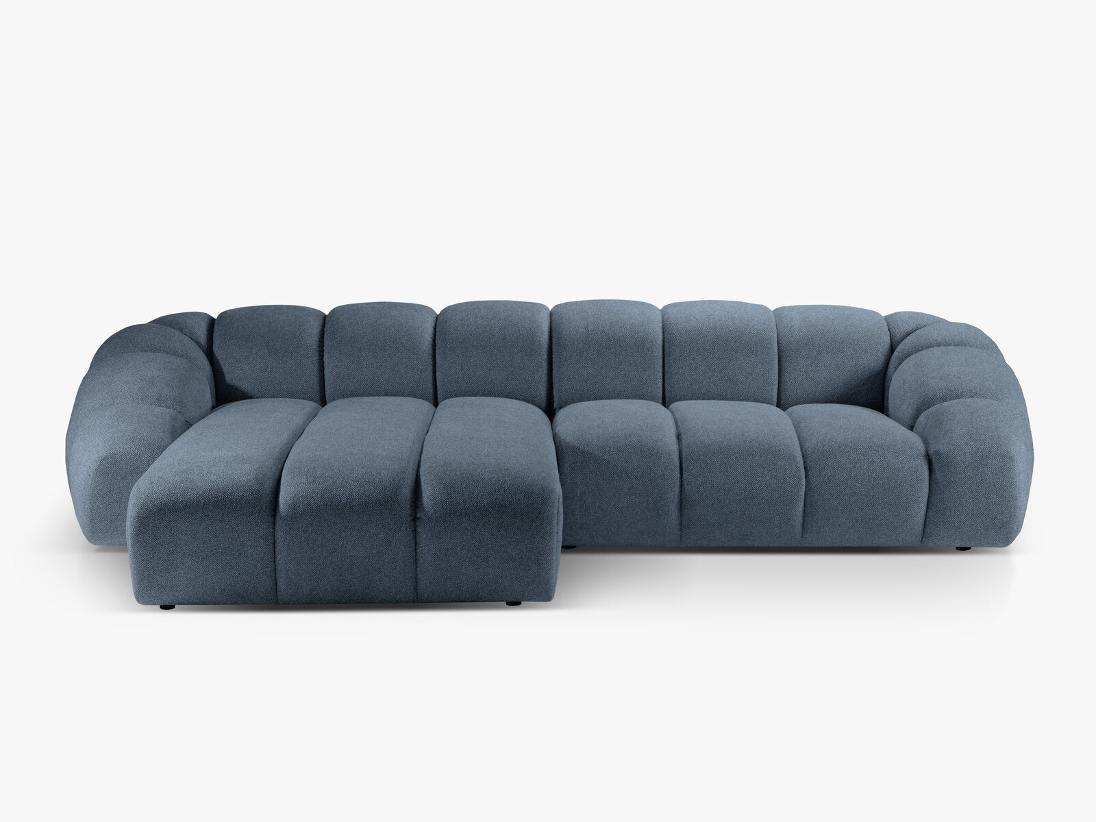 Micadoni Ecksofa Diana 4-Sitzer Links Strukturierter Samtstoff Jeansblau