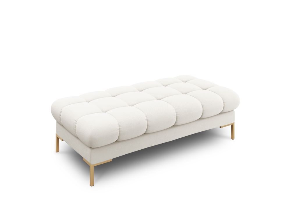 Cosmopolitan Design Polsterbank Bali 2-Sitzer Strukturierter Stoff Neve Helles Beige Beine Gold