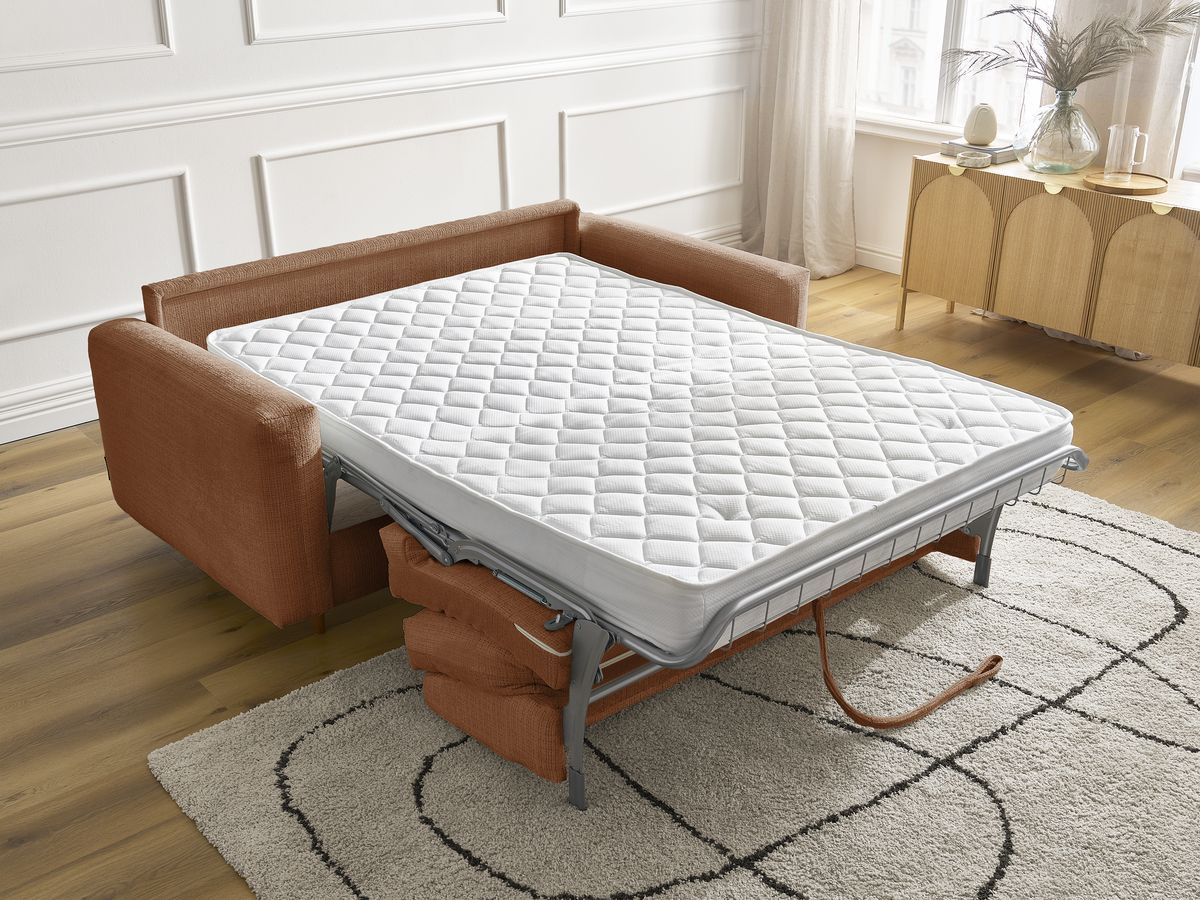 Bobochic Cocoone Schlafsofa 3-Sitzer Strukturstoff Orange, Liegefläche 160 × 200 cm