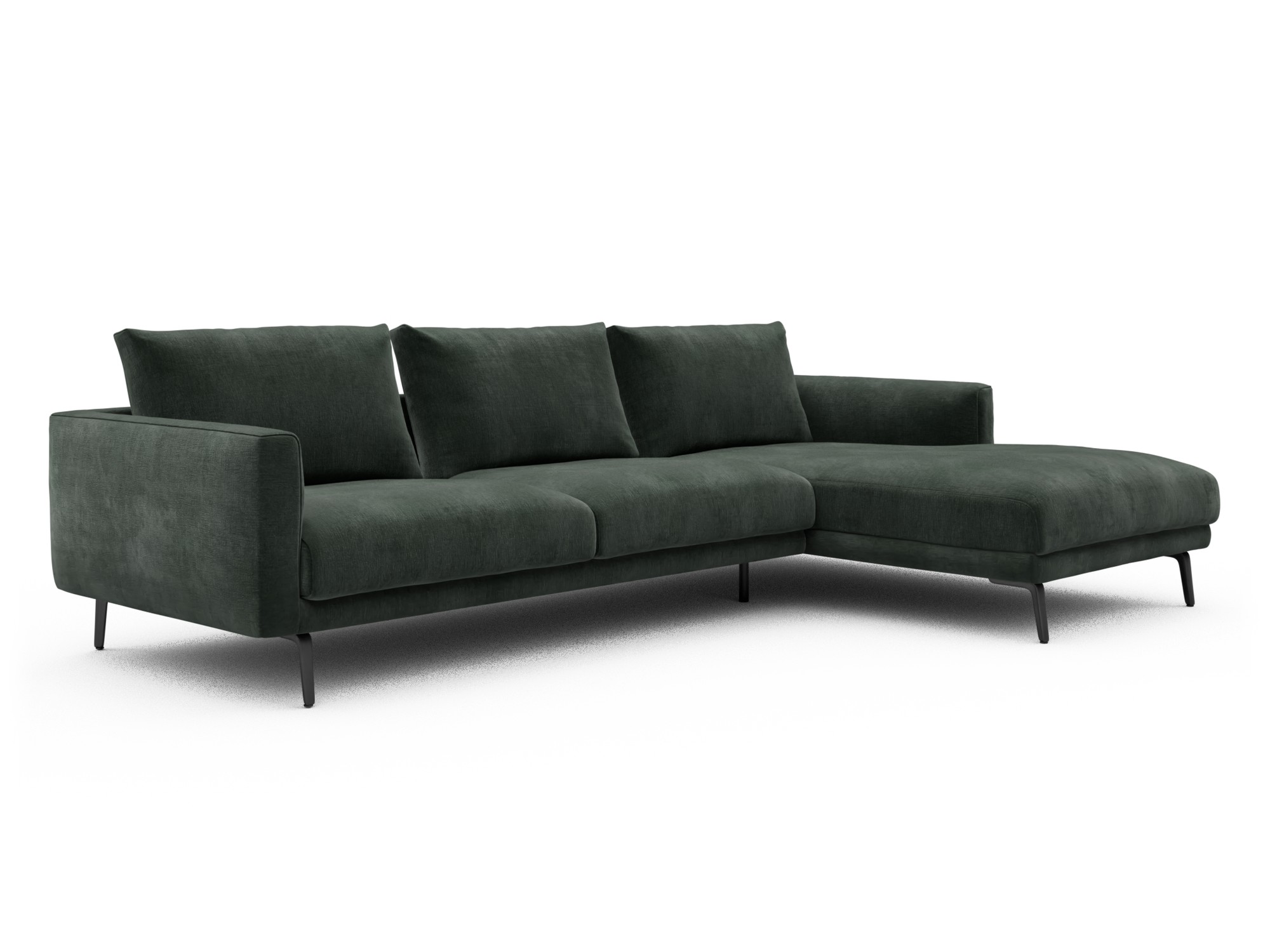 Skandi Home Ecksofa Karl Chaiselongue rechts mit 2,5-Sitzer Smooth-Laurel-Green moebelfaktor