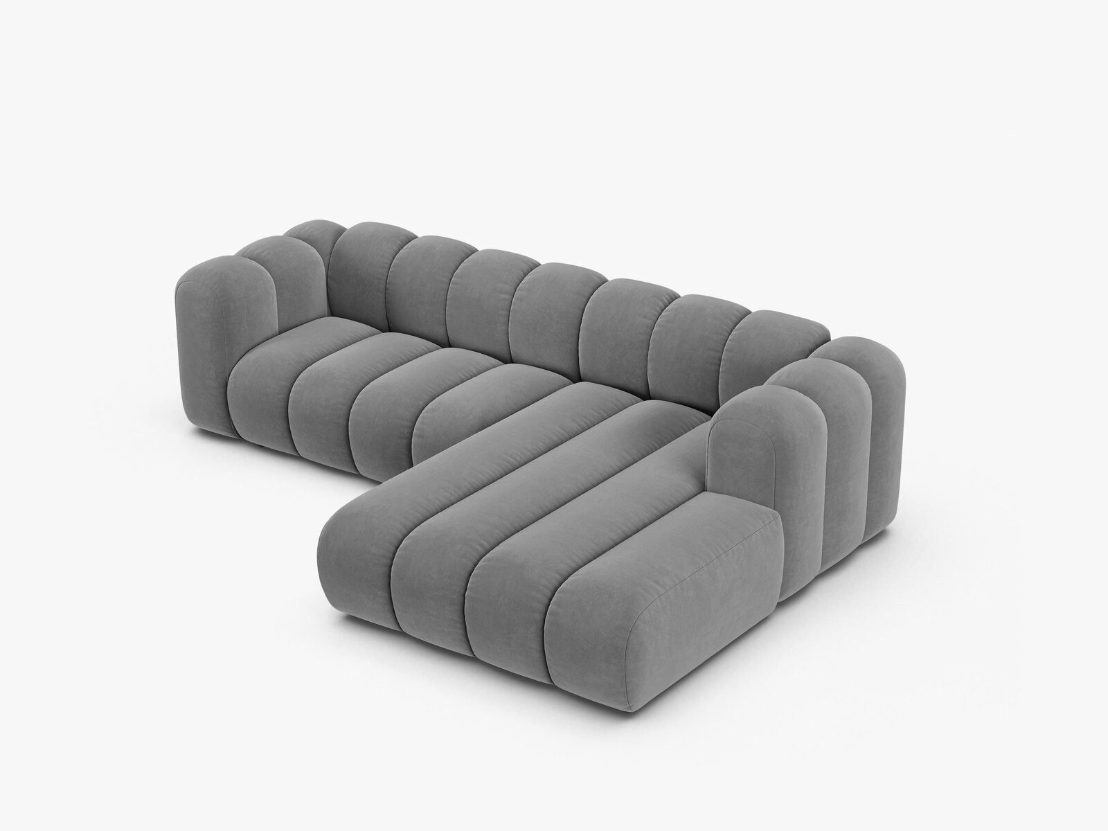 Micadoni Modulares Ecksofa Lupine 4-Sitzer mittelgroß Rechts Samt Venus Hellgrau