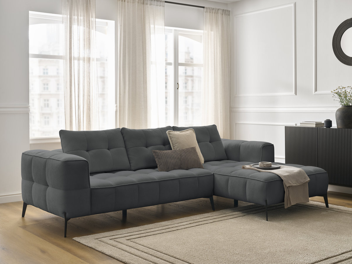 Bobochic Anis Ecksofa Strukturstoff Dunkelgrau Ecke rechts