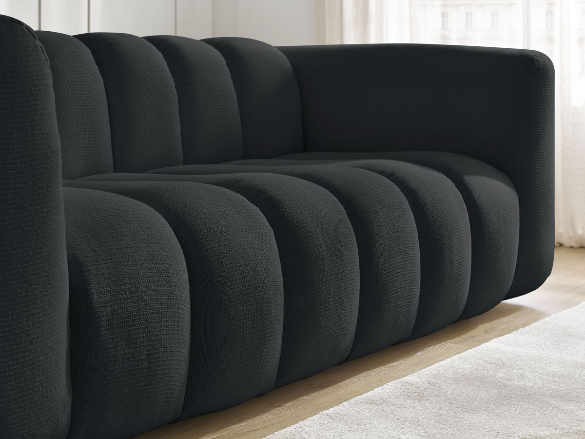 Bobochic Talia Sofa 3-Sitzer Melange-Stoff Schwarz