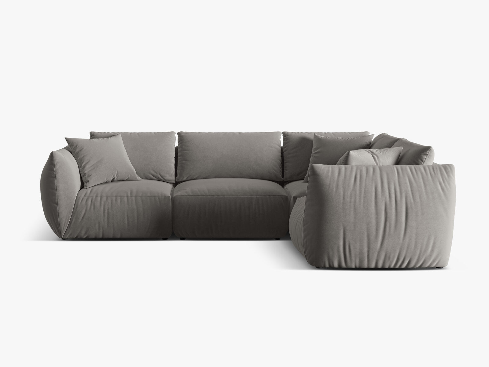 Micadoni Ecksofa Chris 4-Sitzer Rechts Samt Grau