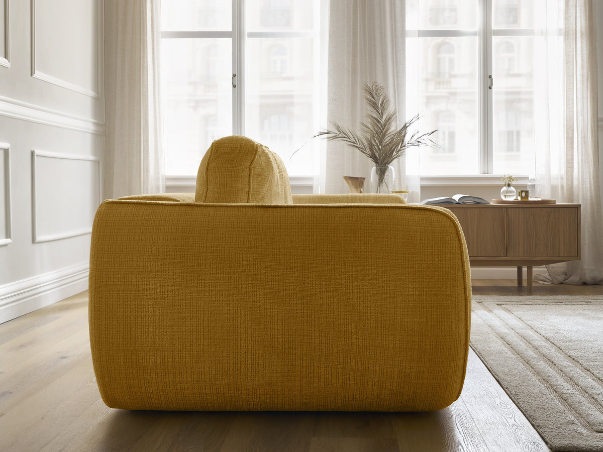 Bobochic Denise Schlafsofa 3-Sitzer mit Bettkasten Strukturstoff Gelb