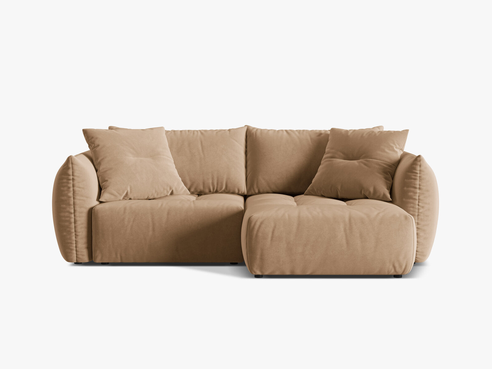 Micadoni Bloom Ecksofa 3-Sitzer mit Schlaffunktion Rechts Samt Casino Mandelbeige