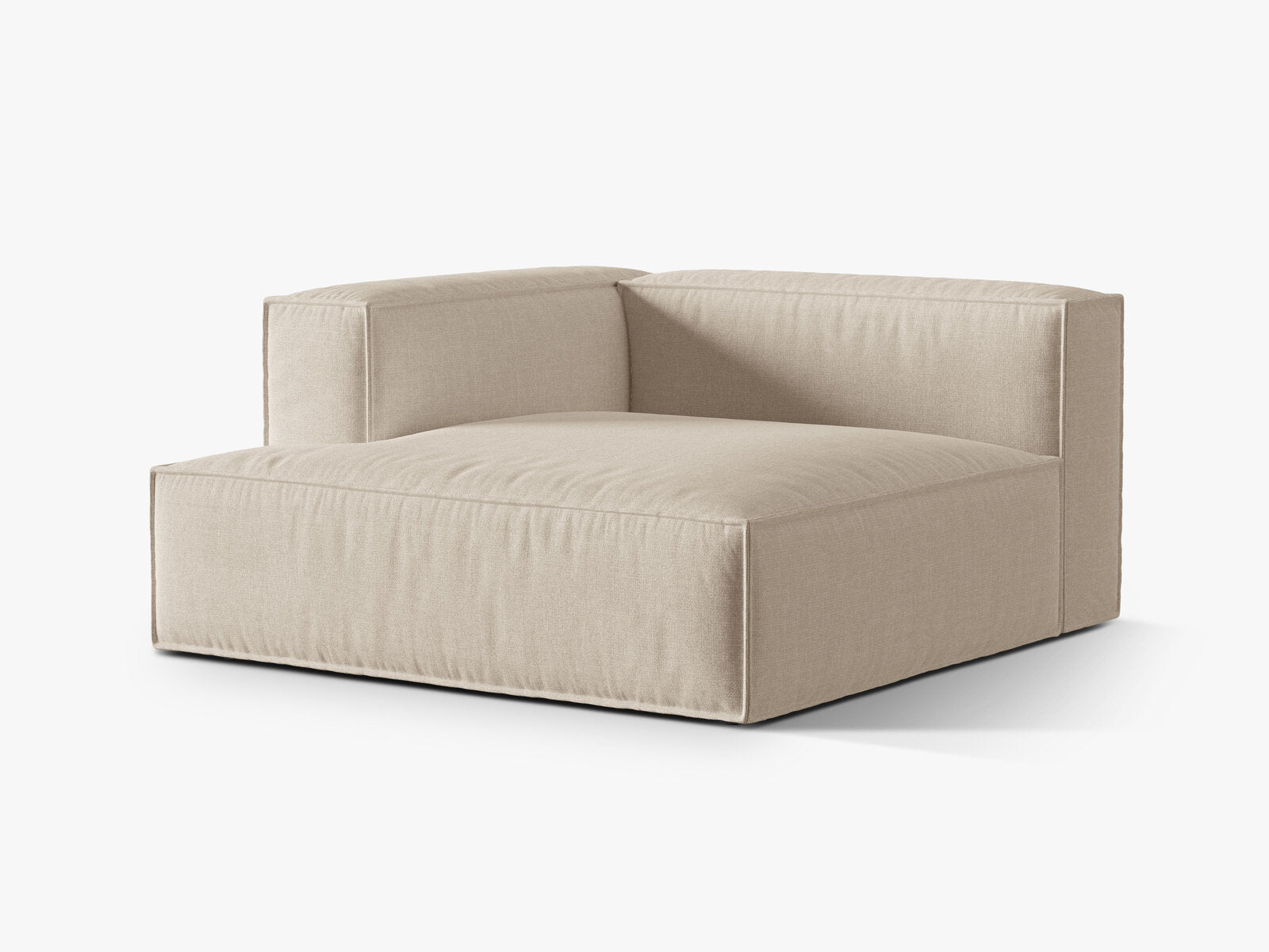 Micadoni Recamiere Nuria Groß 1-Sitzer Links Strukturierter Stoff Beige