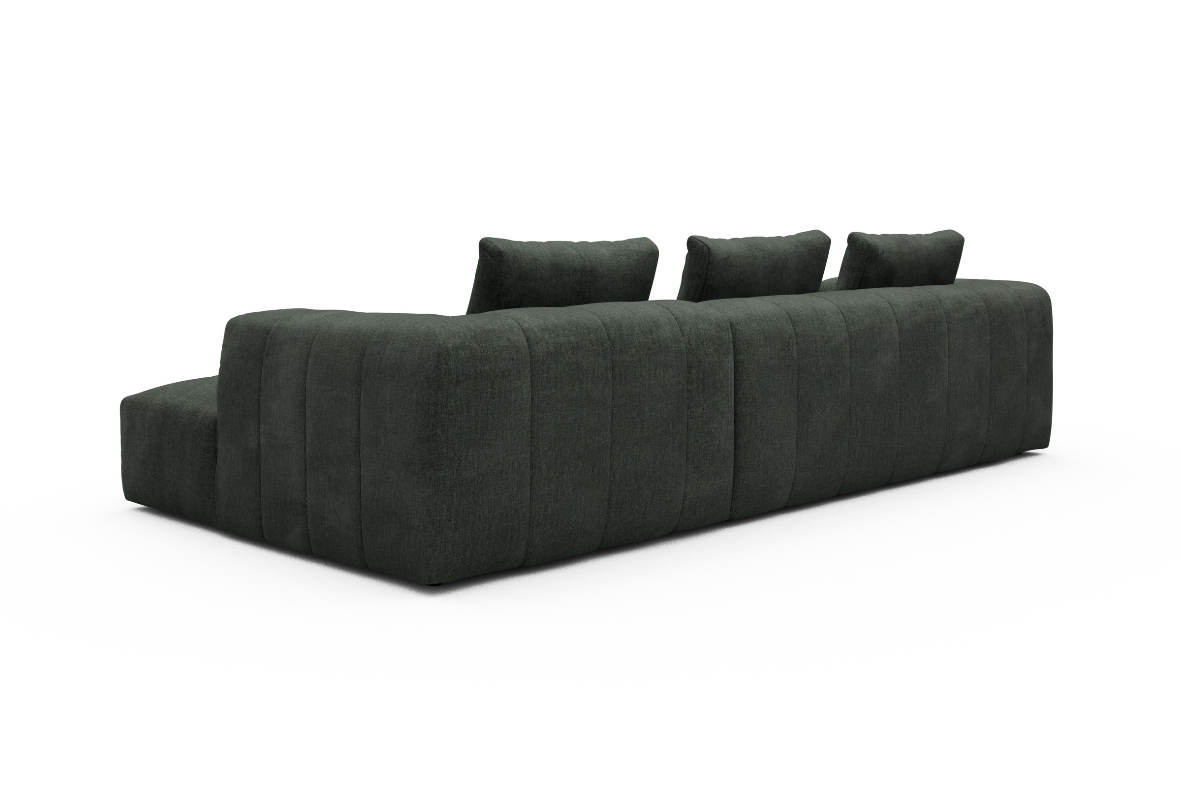 Ecksofa Hugo 2,5-Sitzer Armlehne links mit Chaiselongue Aivi-Pine-Green
