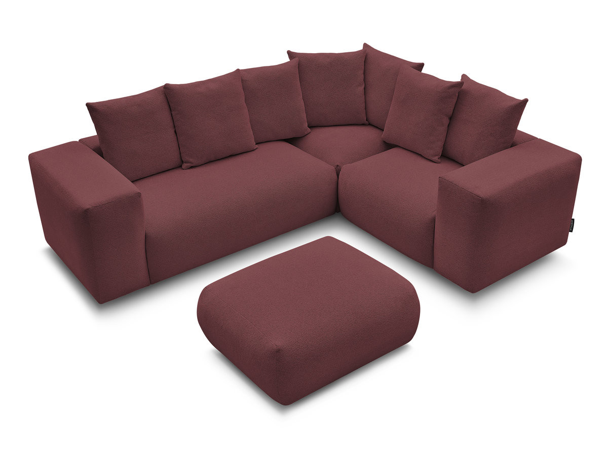 Bobochic Voltaire Ecksofa mit Pouf 268 × 214 cm Melange-Stoff Rot Ecke rechts