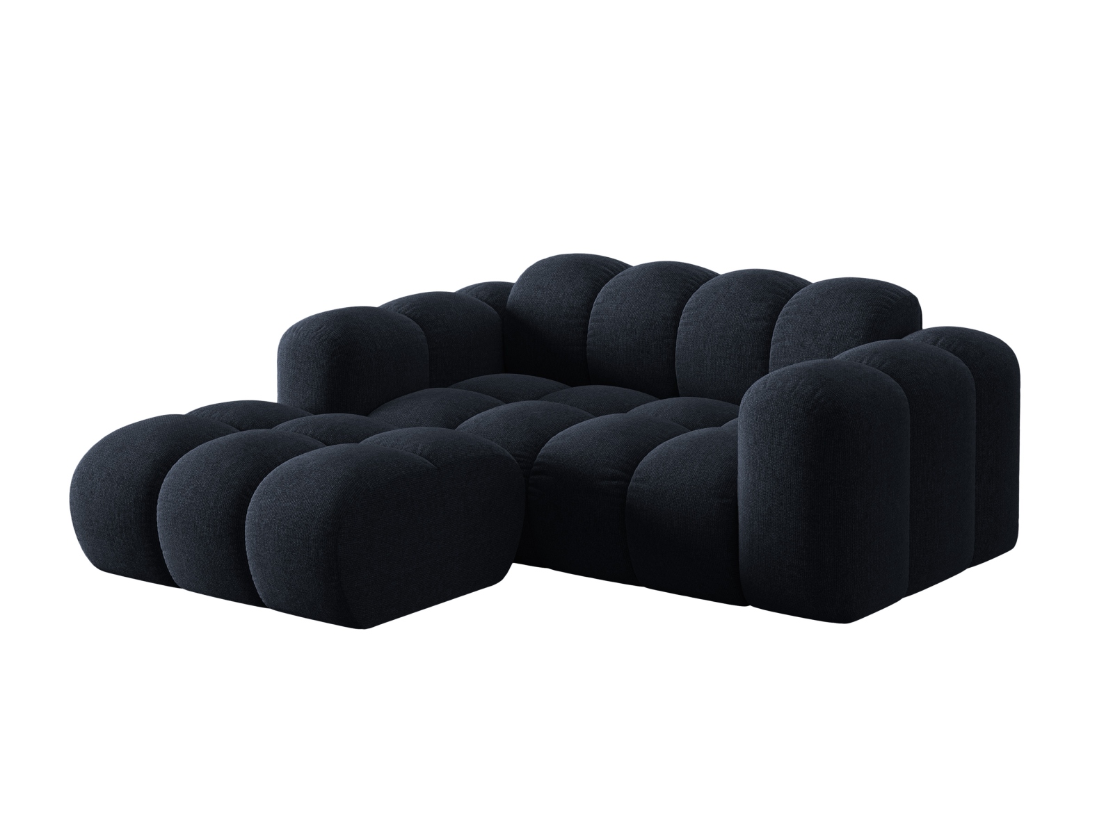 Cosmopolitan Design Ecksofa Treno 2-Sitzer Chenille Eden Marineblau Links