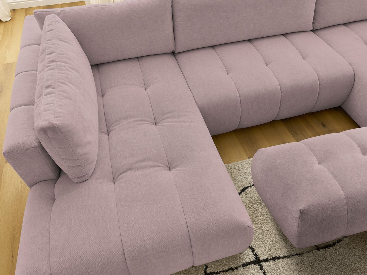 Bobochic Fuji Wohnlandschaft mit Pouf Stoff Rosa Ecke rechts