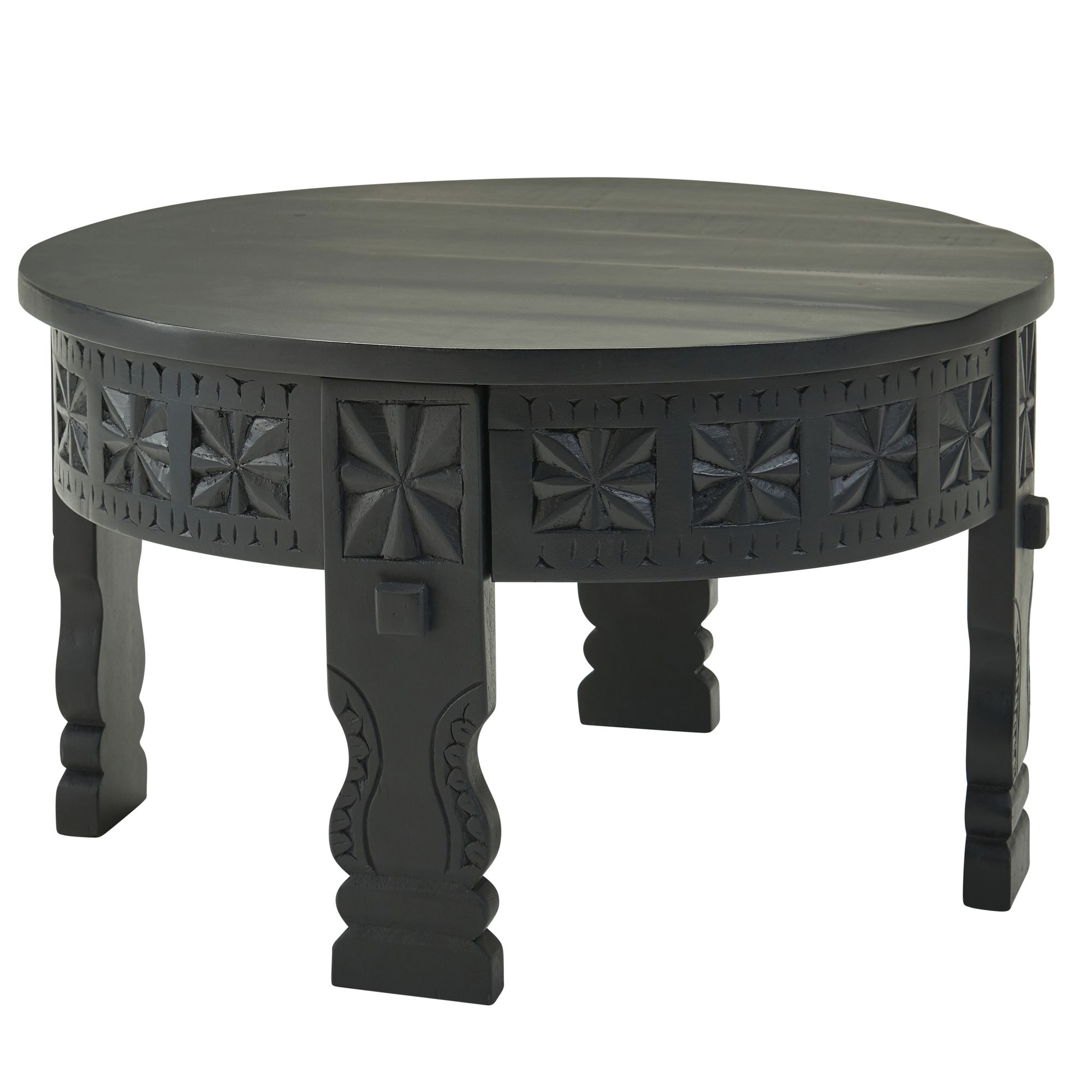Couchtisch Adaldalur Mango Massivholz Schwarz Ø 60 cm