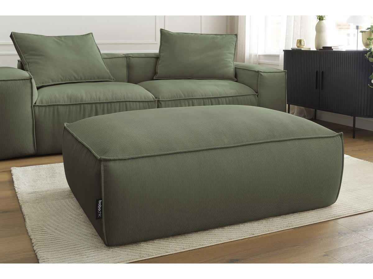 Bobochic Boheme Sofa 4-Sitzer mit Pouf Cordsamt Grün