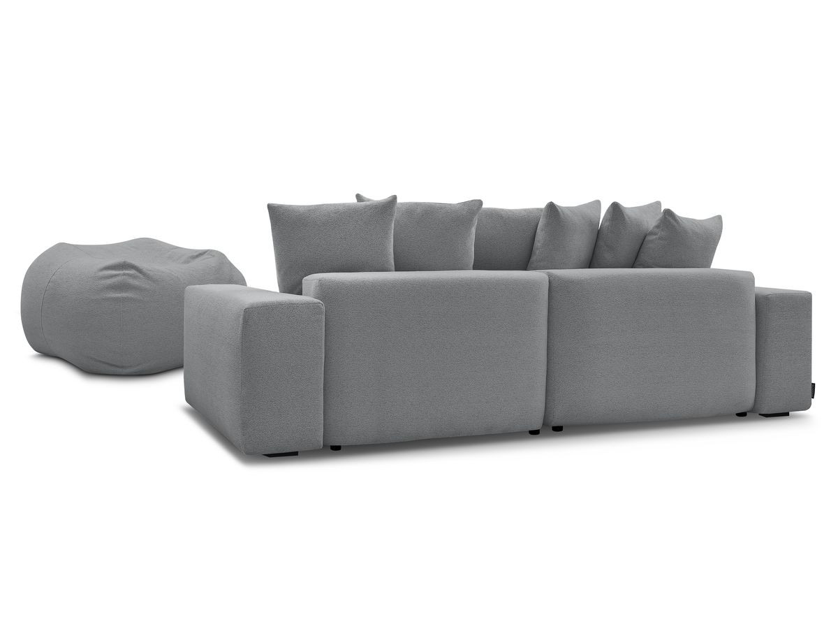 Bobochic Voltaire Ecksofa mit Pouf 310 × 174 cm Melange-Stoff Dunkelgrau