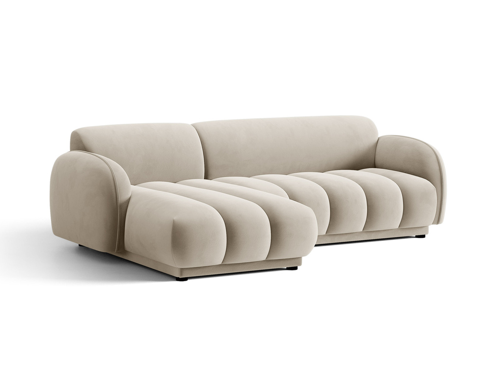 Cosmopolitan Design Ecksofa Bilbao 3-Sitzer Samt Casino Helles Beige Links
