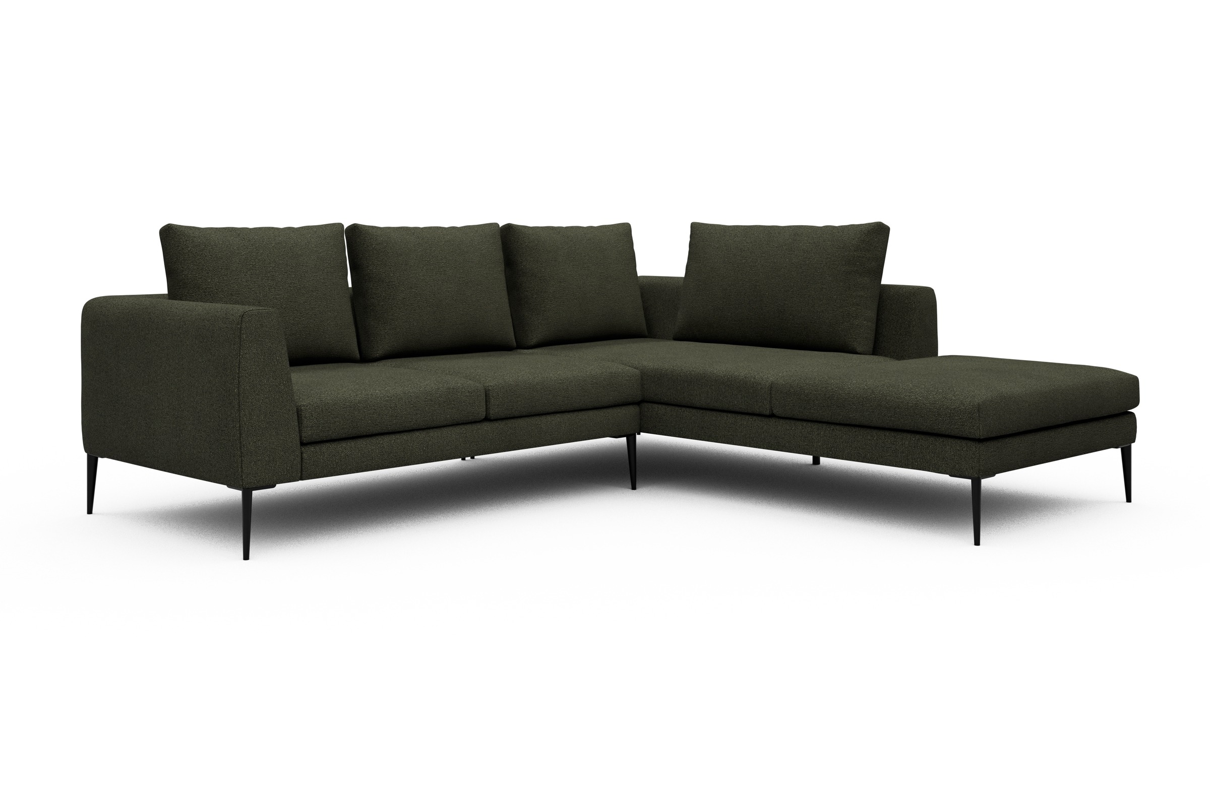 Ecksofa Paul Relax-Ecke rechts mit 2-Sitzer Boucle-Forest-Green