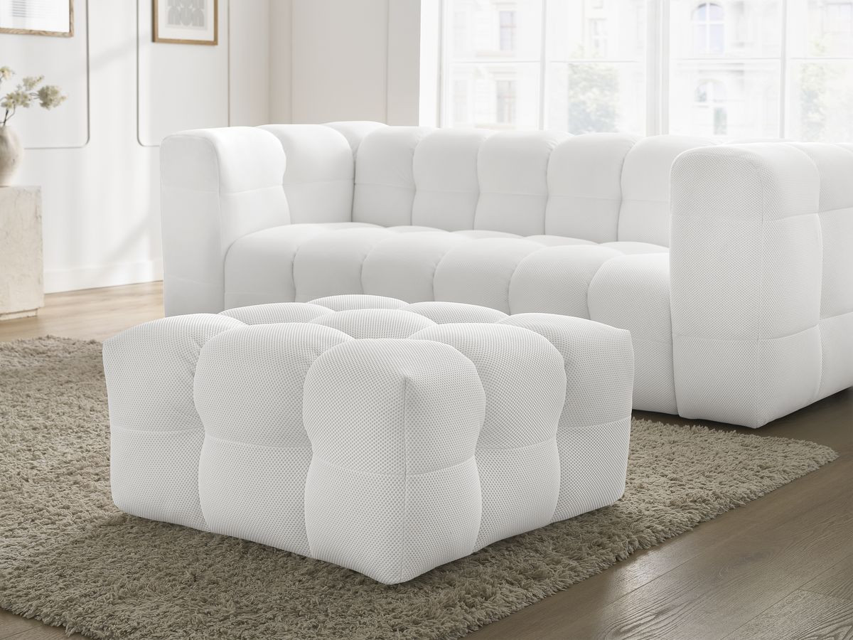 Bobochic Cloud Sofa 4-Sitzer mit Pouf Mesh-Stoff Weiß