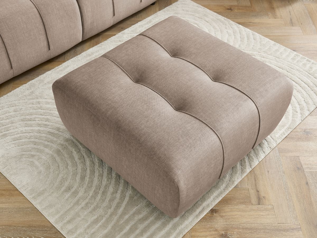 Bobochic Arsene Schlafsofa 4-Sitzer mit Bettkasten und Pouf Samt Taupe