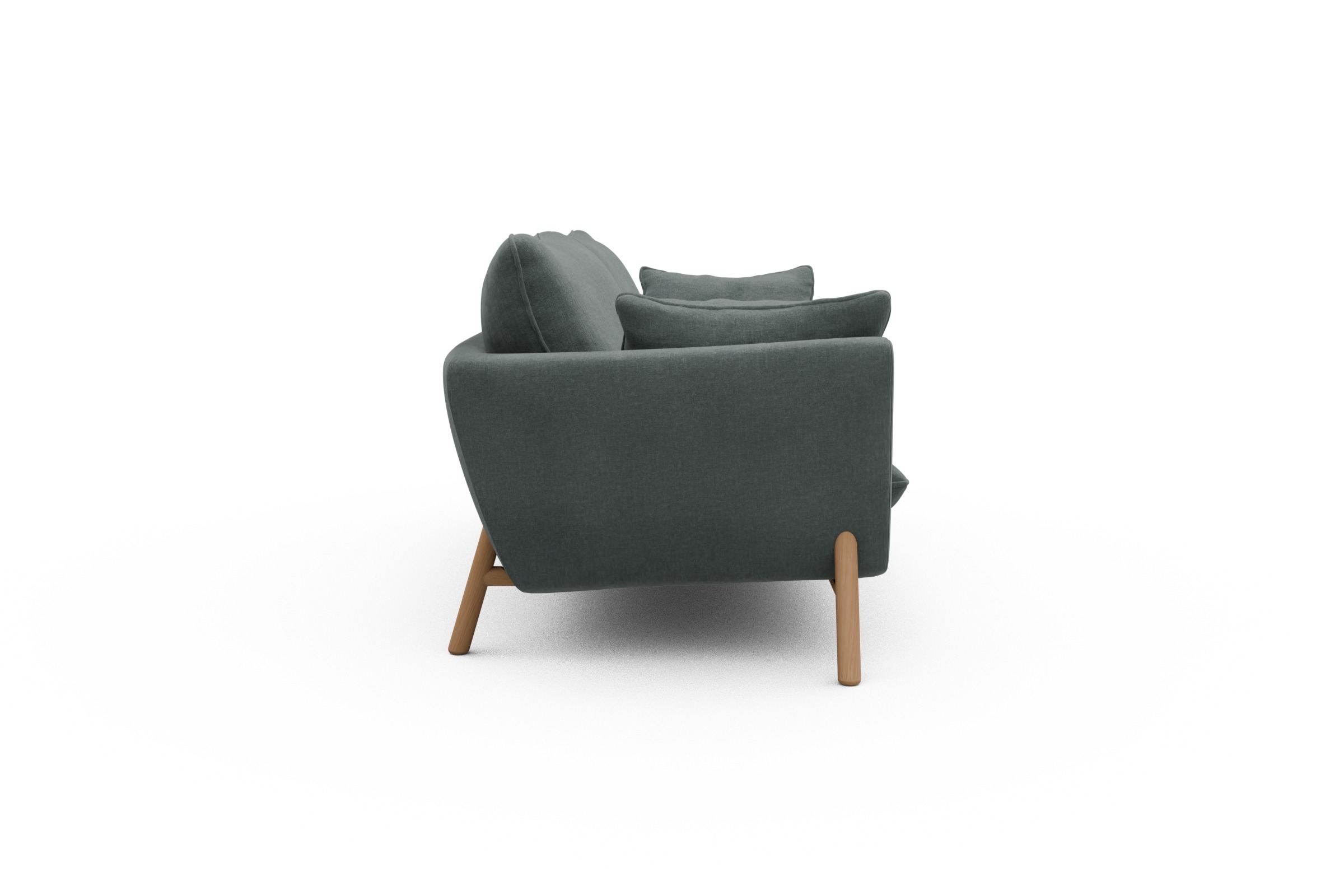 Sofa Emil 3-Sitzer Beinfarbe Eiche Natur Smooth-Silver-Grey