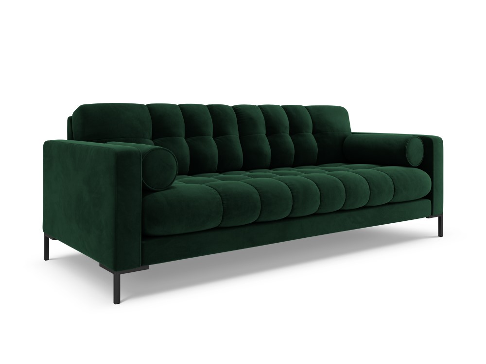Cosmopolitan Design Sofa Bali 3-Sitzer Samt Bluvel Flaschengrün Beine Schwarzes Metall