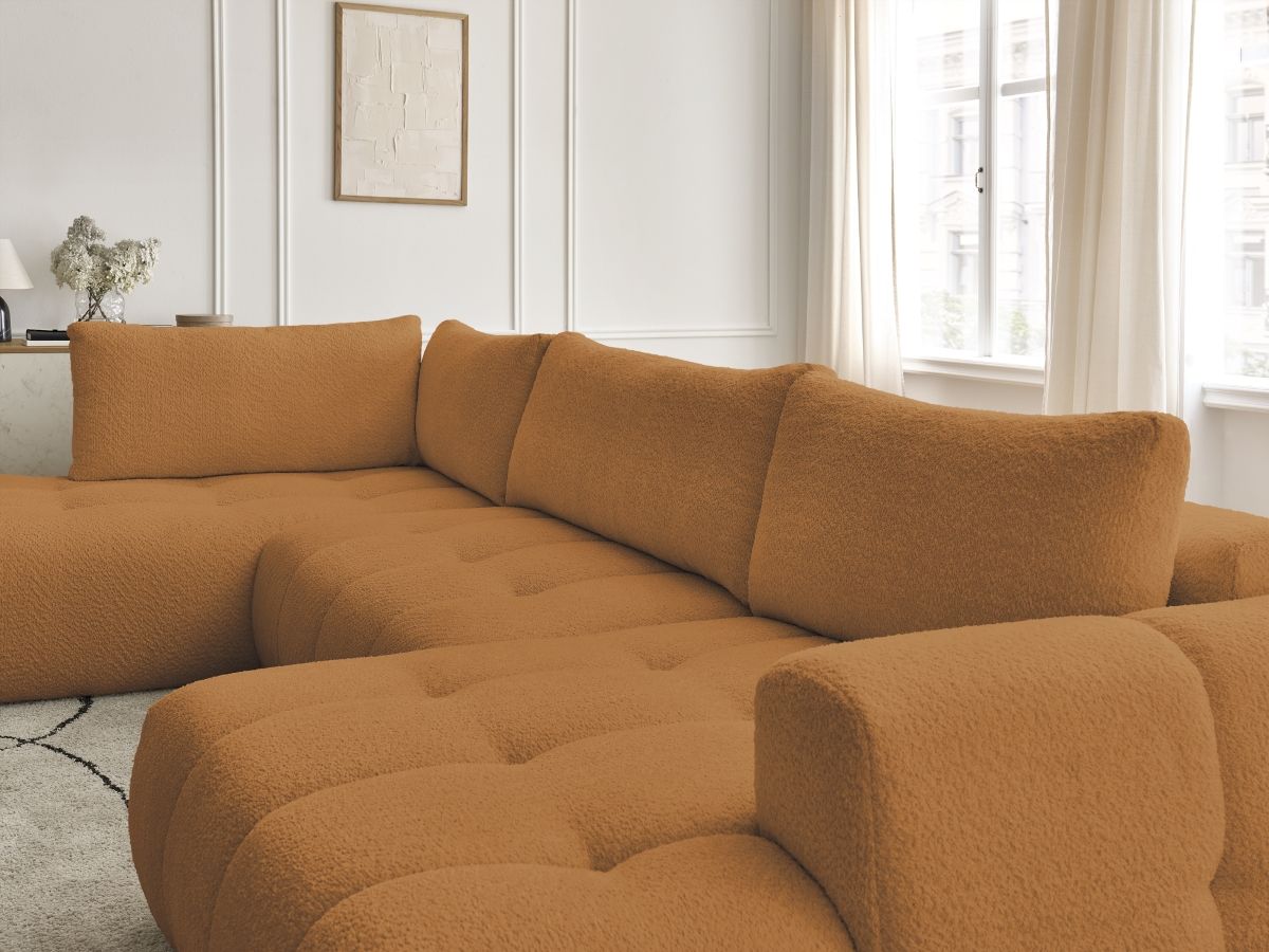 Bobochic Fuji Wohnlandschaft Bouclé-Stoff Gelb Ecke rechts