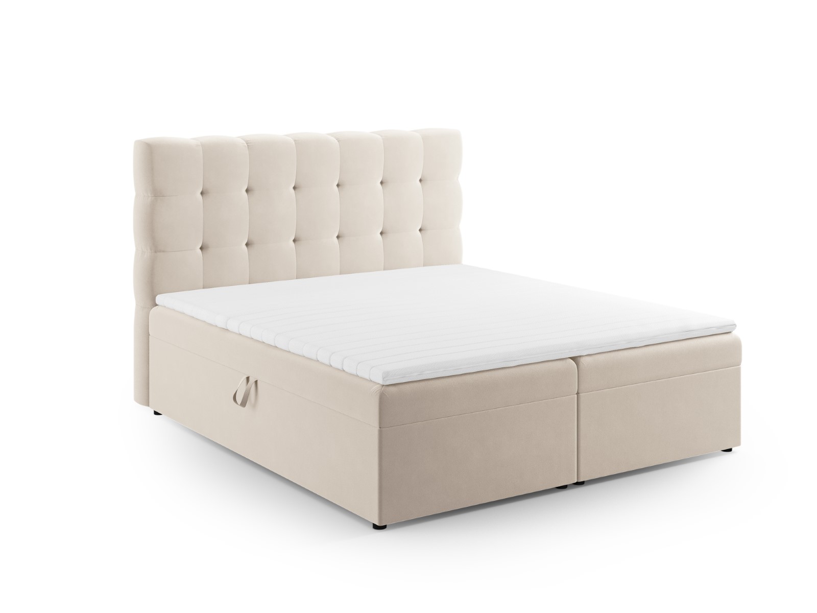 Cosmopolitan Design Boxspringbett Bali 140x200 Samt Bluvel Helles Beige