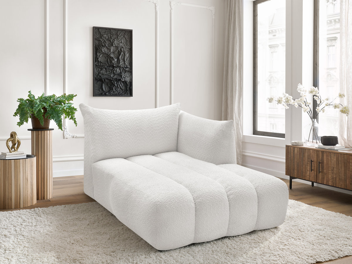 Bobochic Azra Méridienne-Modul Bouclé-Stoff Weiß Ecke rechts