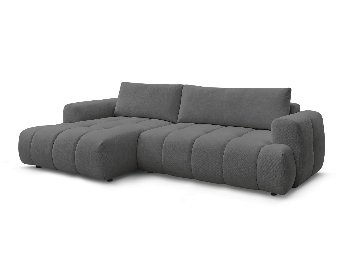 Bobochic Fuji Ecksofa mit Schlaffunktion und Bettkasten 292 × 160 cm Stoff Dunkelgrau Ecke links