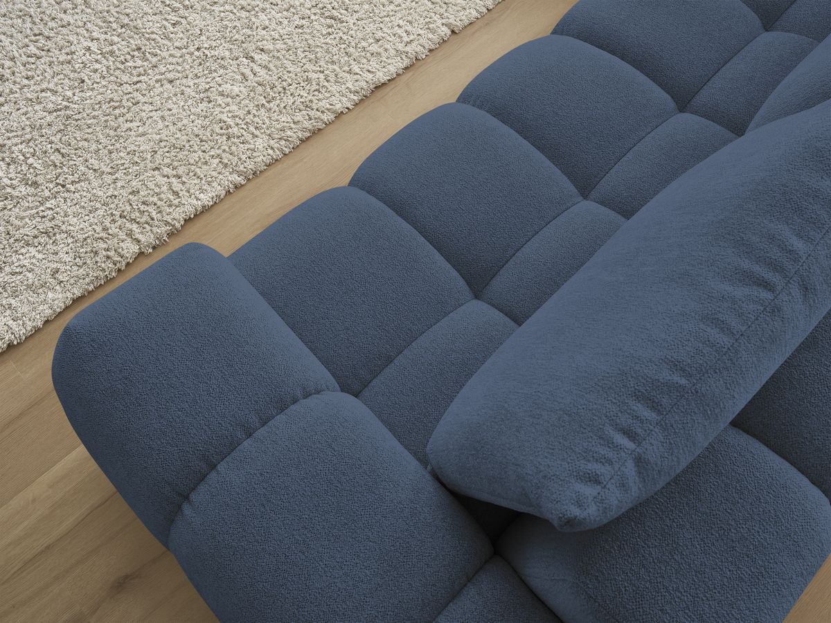 Bobochic Everest Ecksofa, 4 Kissen Melange-Stoff Dunkelblau Ecke links