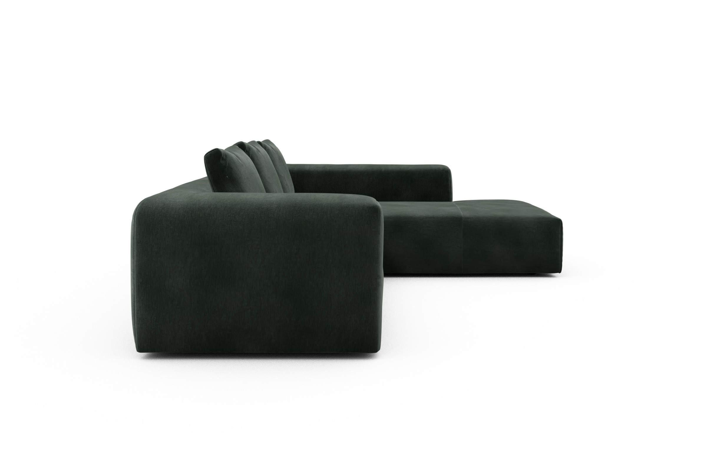 Ecksofa Fred Relax-Ecke rechts mit 2,5-Sitzer Smooth-Laurel-Green