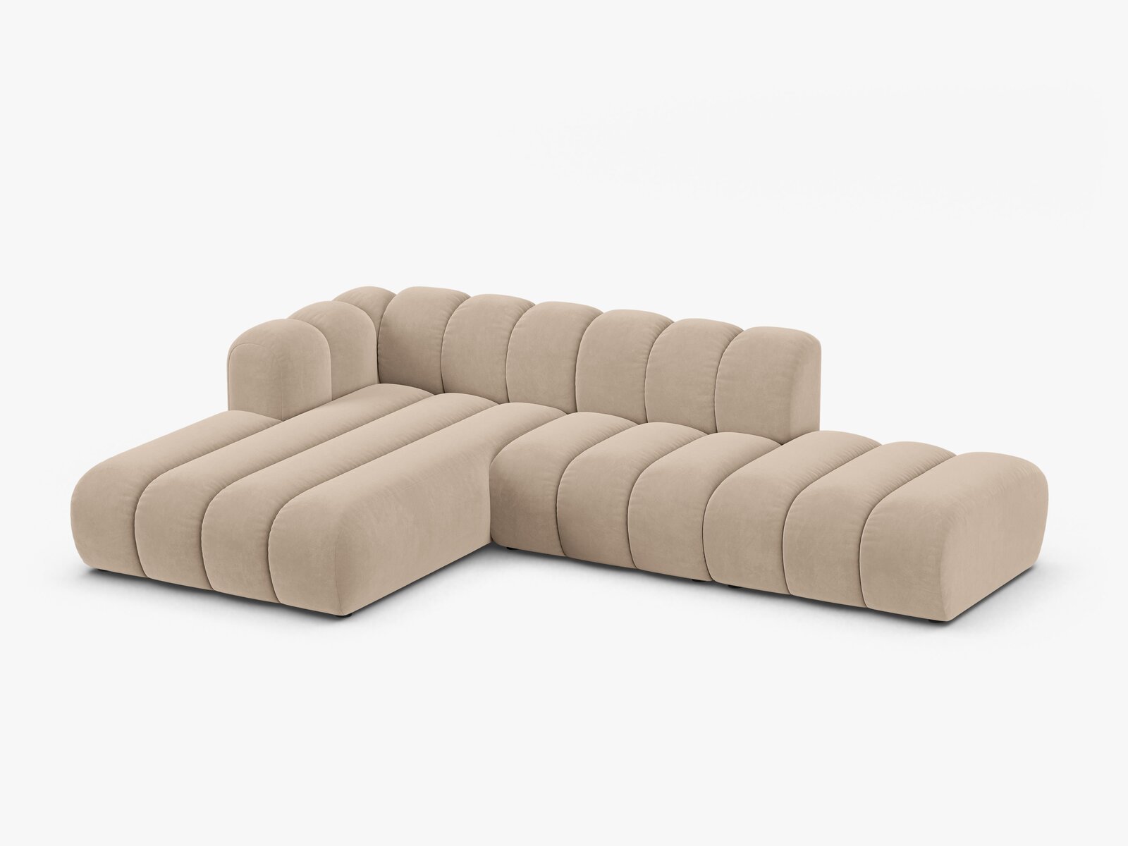 Micadoni Modulares Ecksofa offen Lupine 5-Sitzer Samt Venus Beige Links