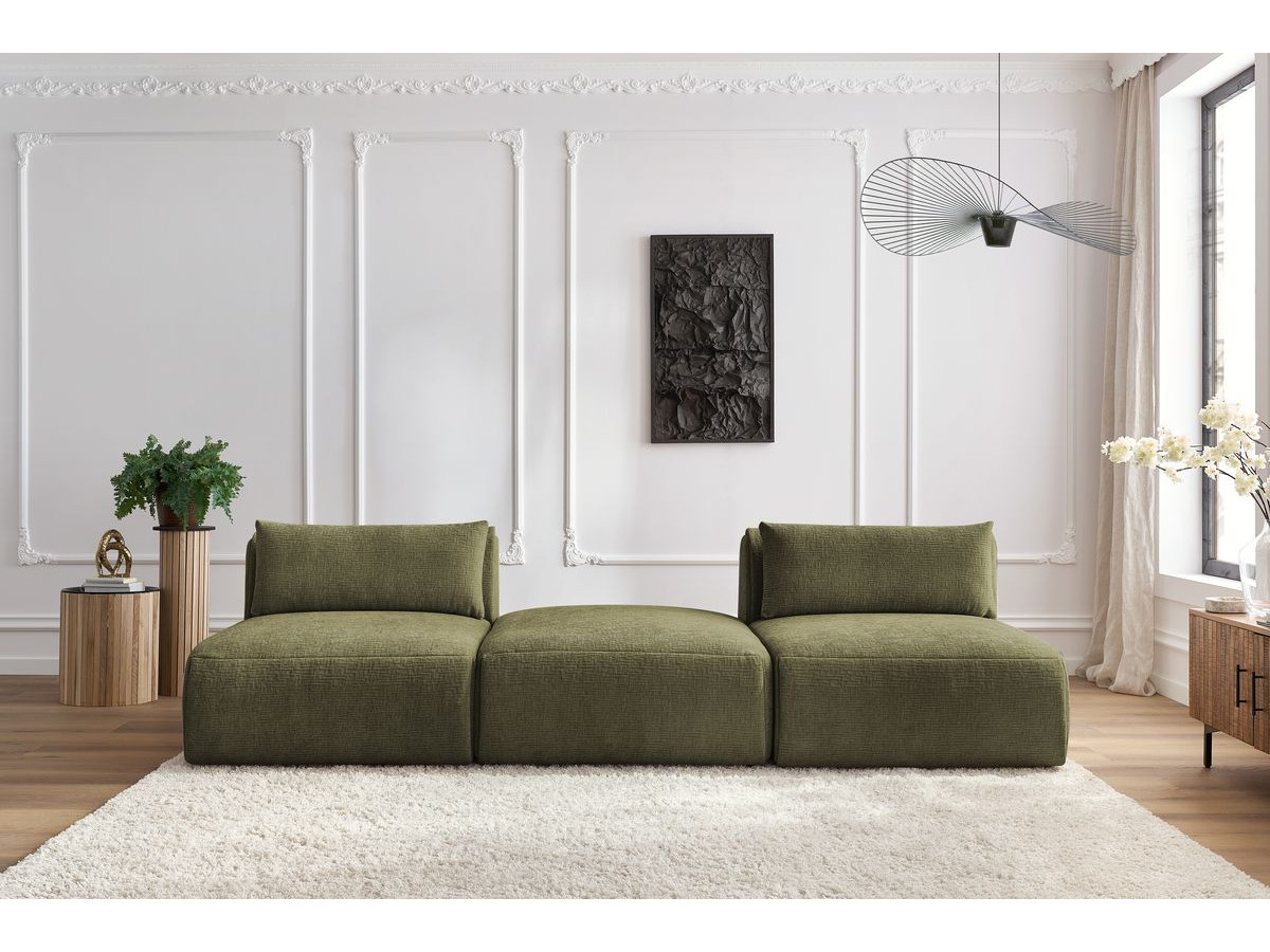 Bobochic Jeanne Sofa 3-Sitzer Strukturstoff Grün