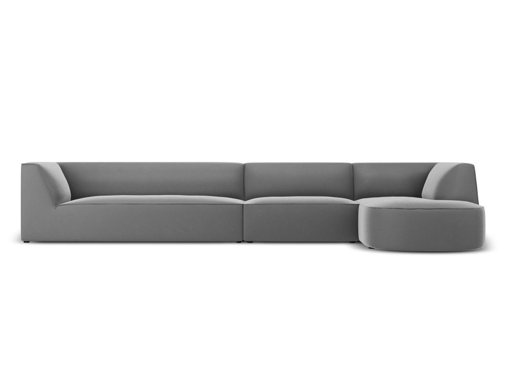 Cosmopolitan Design Ecksofa Siena 5-Sitzer abgerundet Samt Salvador Grau Rechts