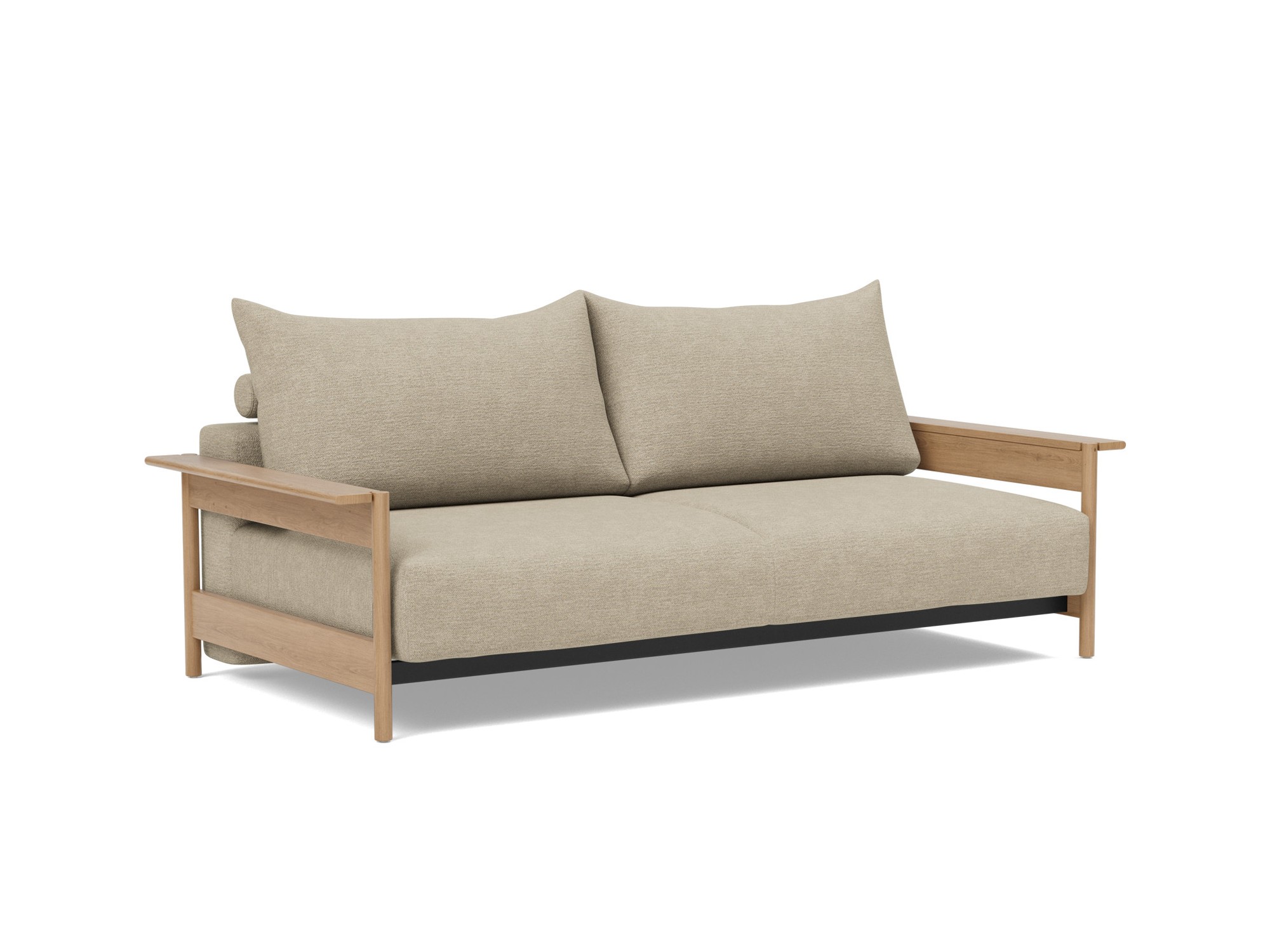 Schlafsofa Malloy Wood Strukturierter Stoff Taura 356-Sand