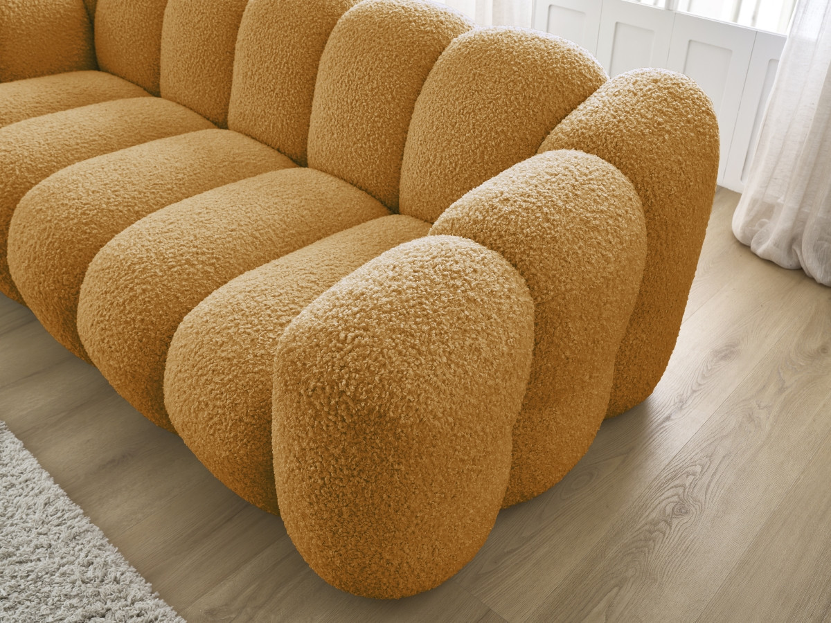 Bobochic Hippolyte Sofa 3-Sitzer Bouclé-Stoff Gelb