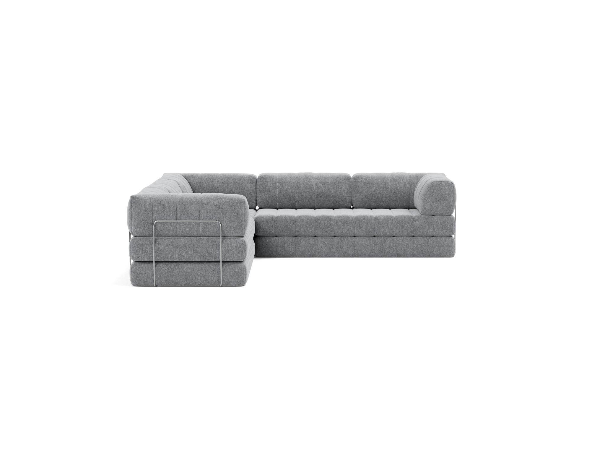 Eck-Schlafsofa CozyPad mit Armlehnen Strukturierter Stoff Twist 565-Granite