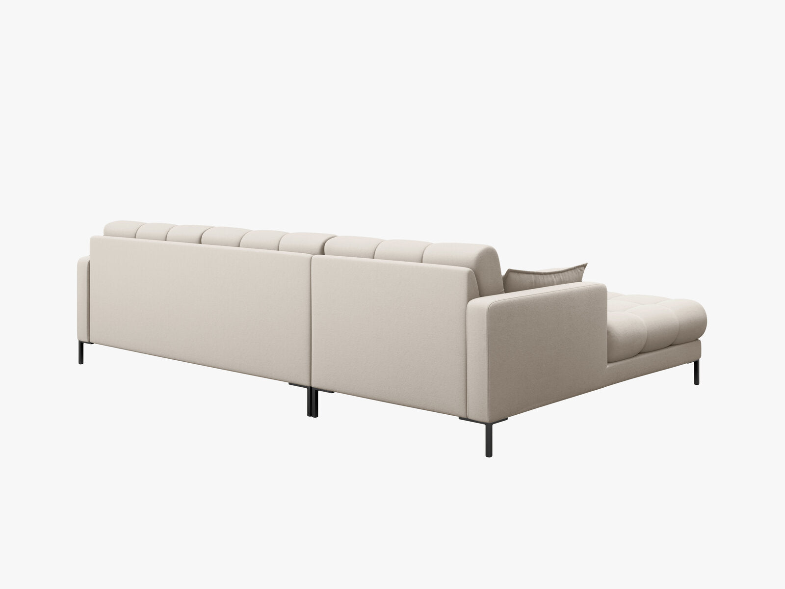 Micadoni Ecksofa Mamaia 5-Sitzer Links Strukturierter Stoff Neve Beige schwarze Beine