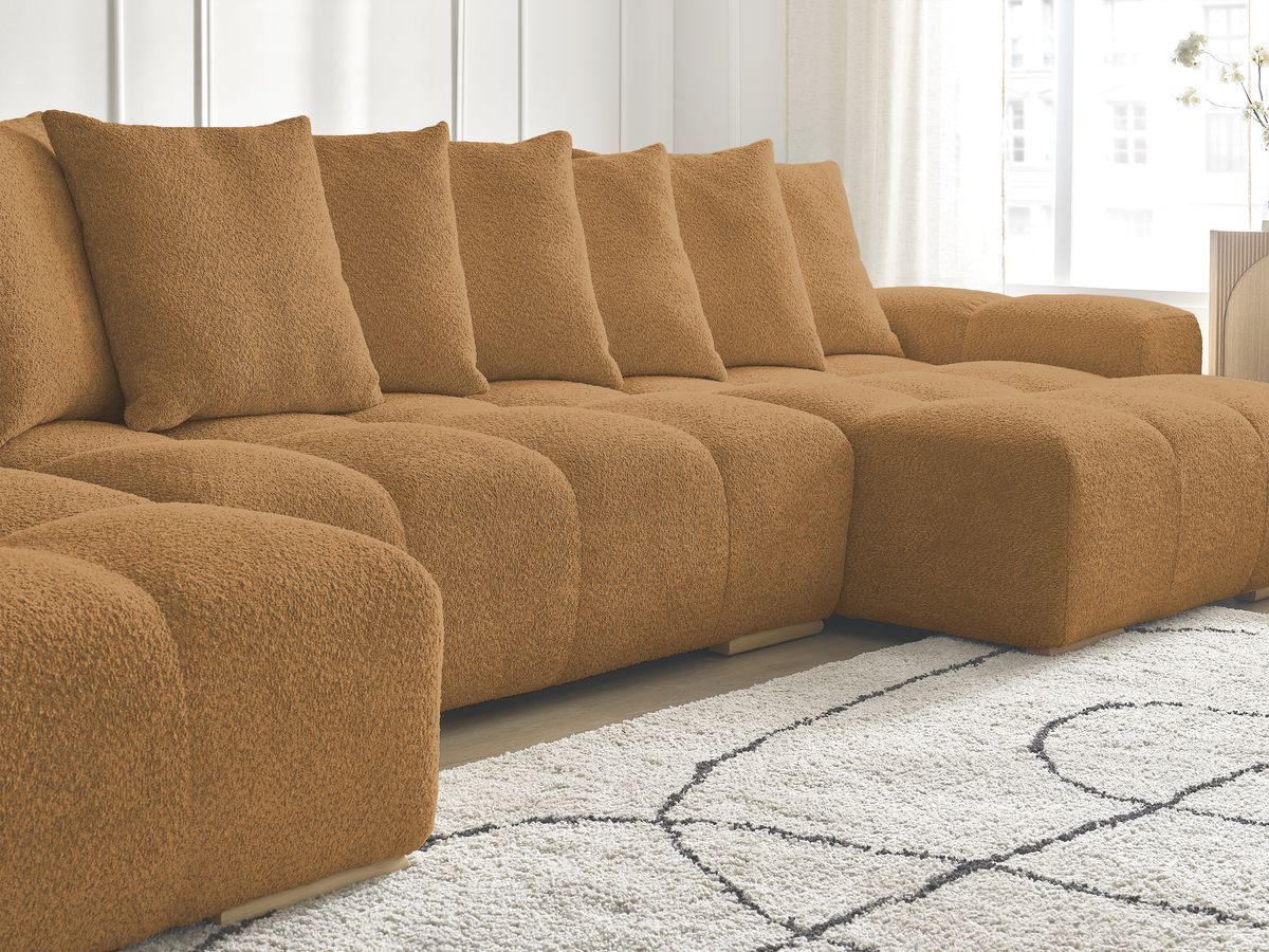 Bobochic Anakin Wohnlandschaft, 10 Kissen Bouclé-Stoff Gelb
