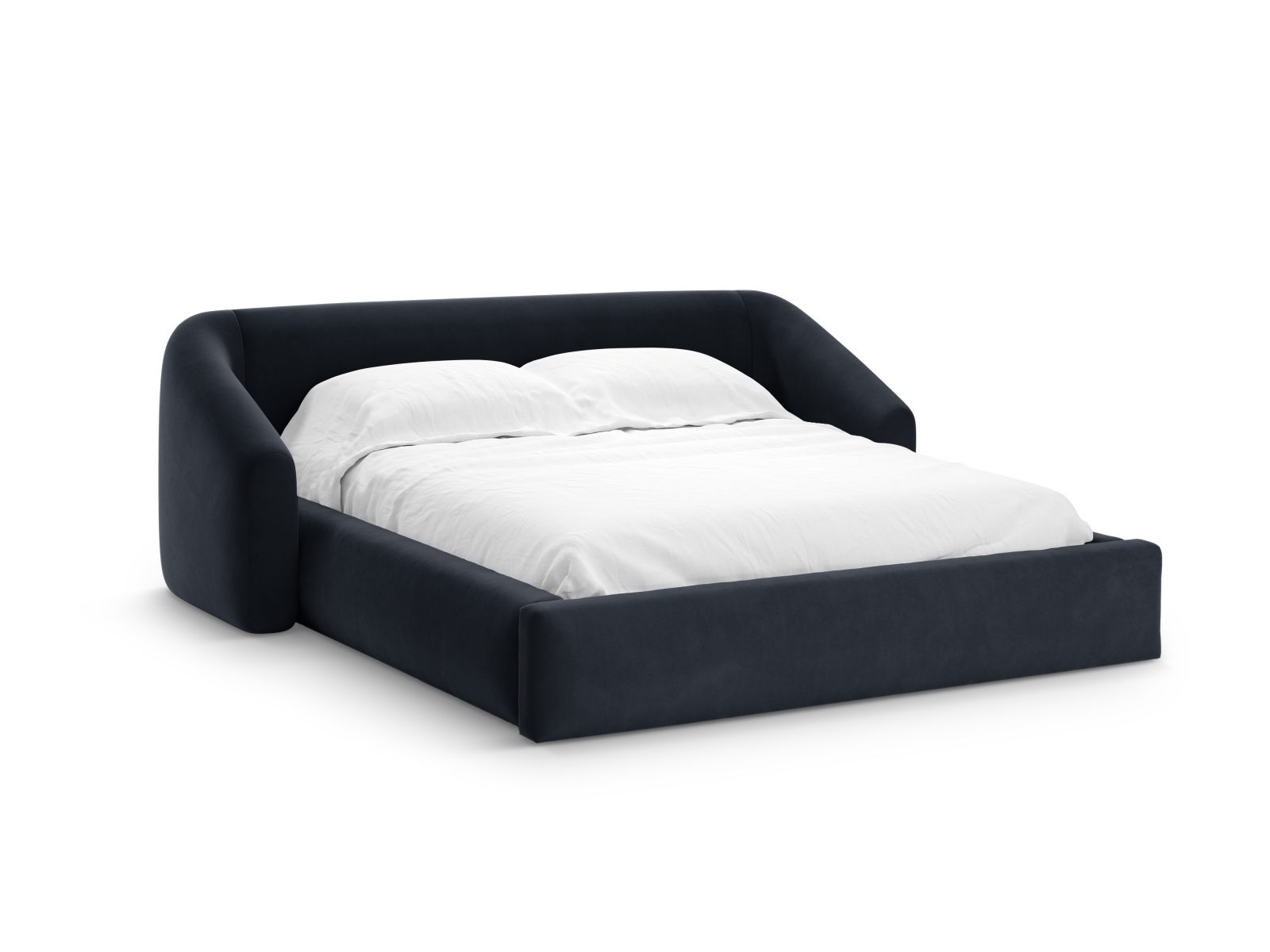Cosmopolitan Design Stauraumbett mit Kopfteil Campi 200x200 Samt Bluvel Dunkelblau