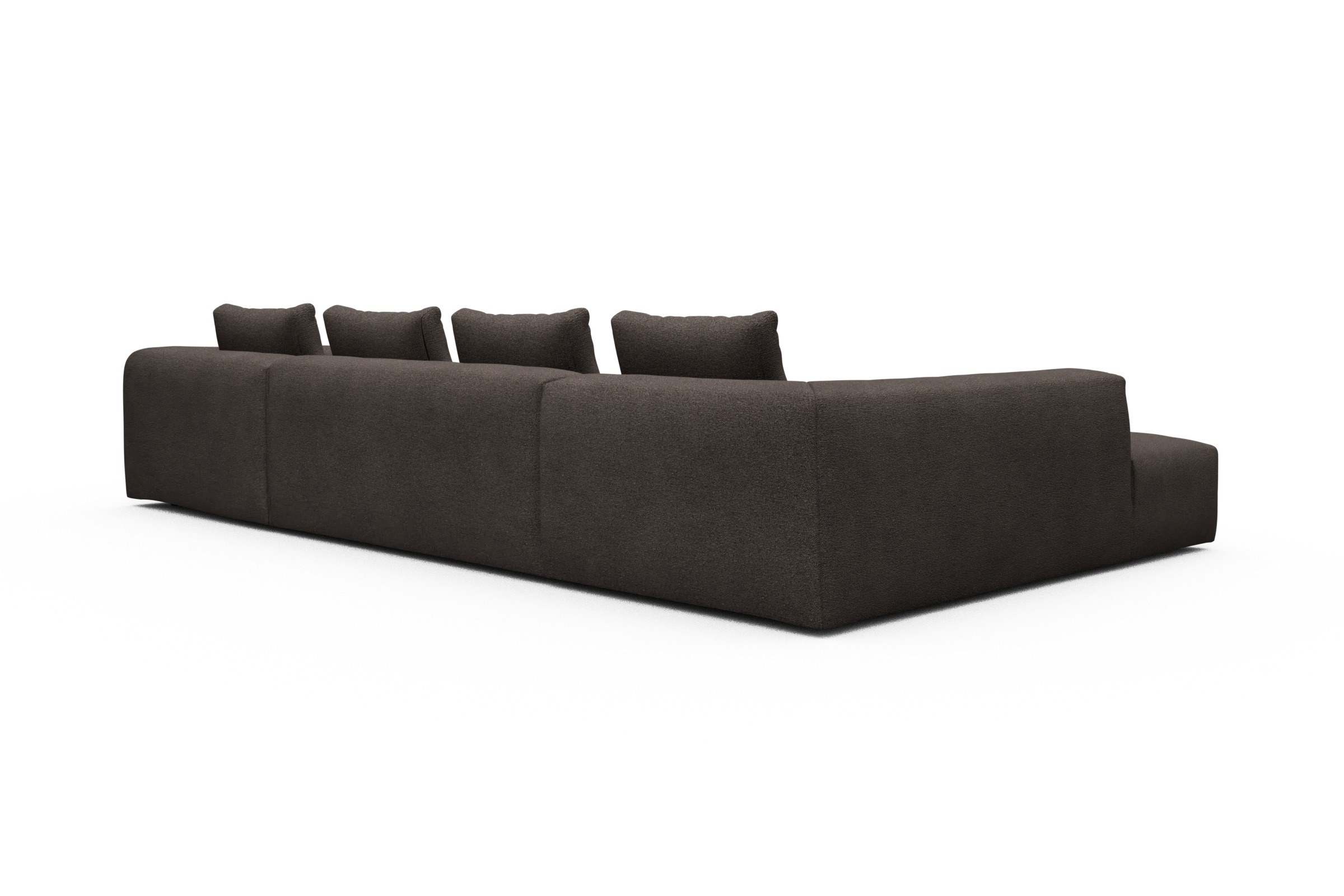 Wohnlandschaft Fred Relax-Ecke links mit 2-Sitzer und Chaiselongue rechts Boucle-Taupe