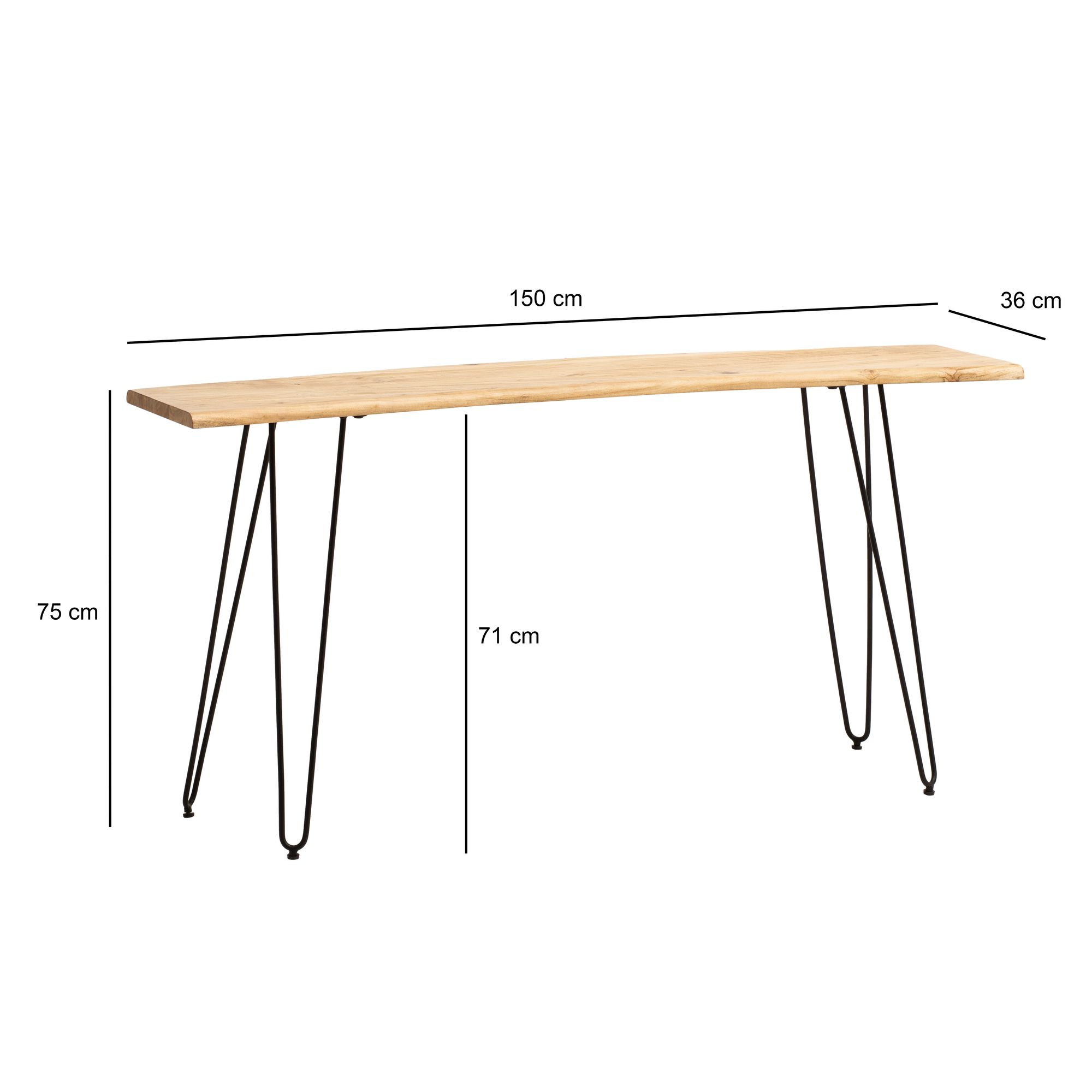 Schreibtisch Hoyanger Akazie Massivholz 150 × 36 × 75 cm
