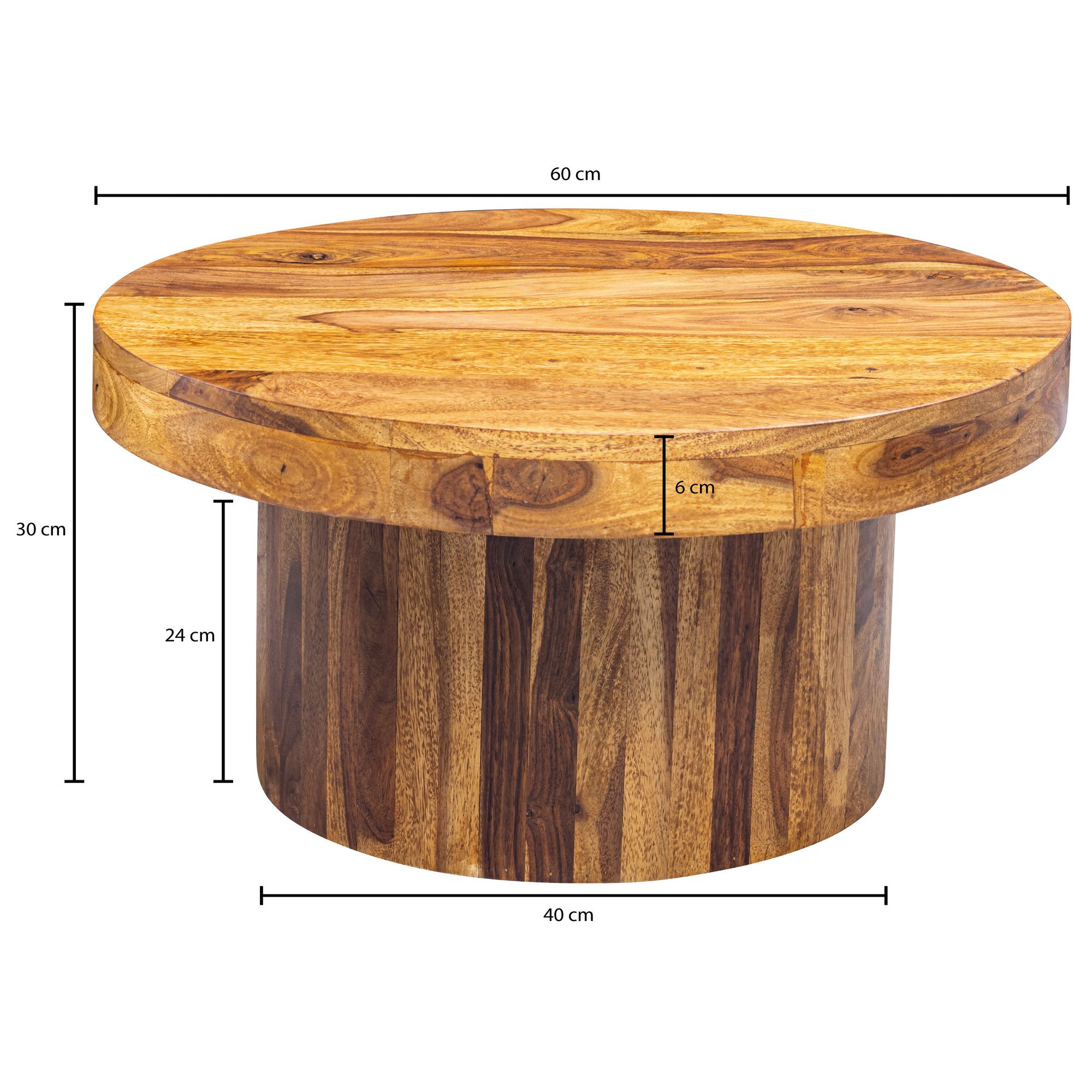 Couchtisch Nakskov Sheesham Massivholz Ø 60 cm