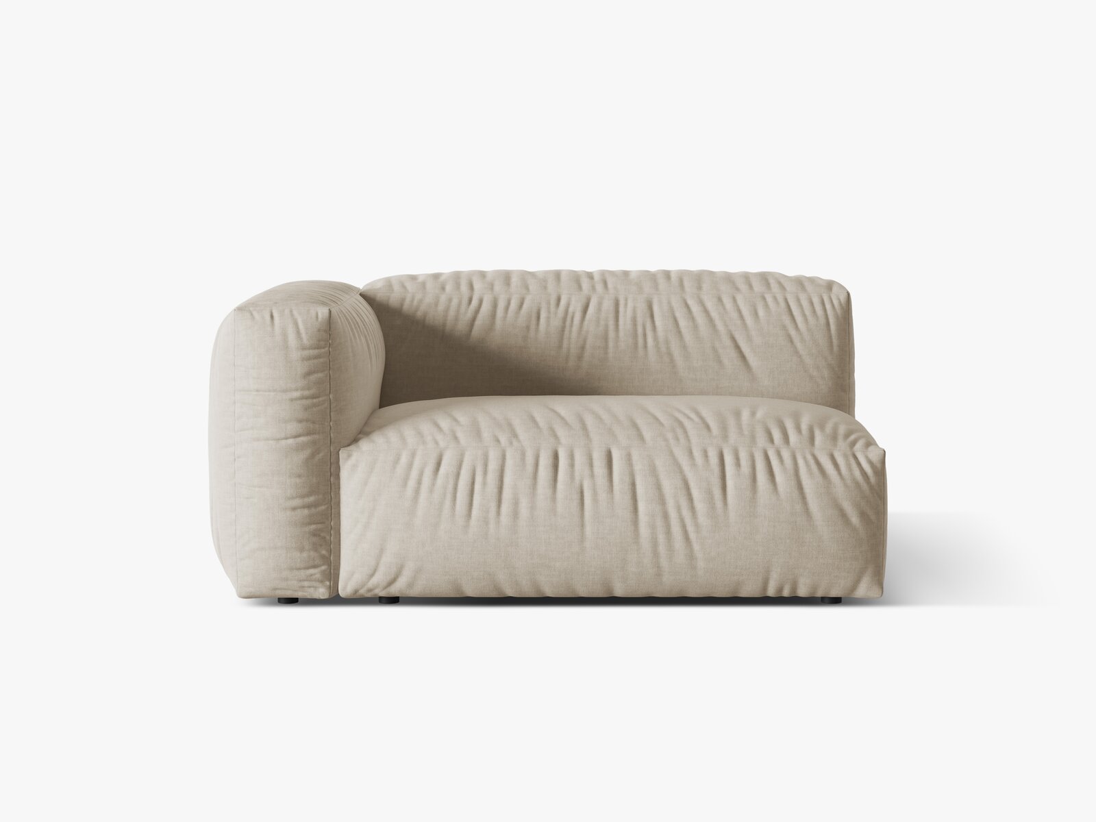 Micadoni Eckmodul Martina 1-Sitzer Groß Links Strukturierter Stoff Boston Helles Beige