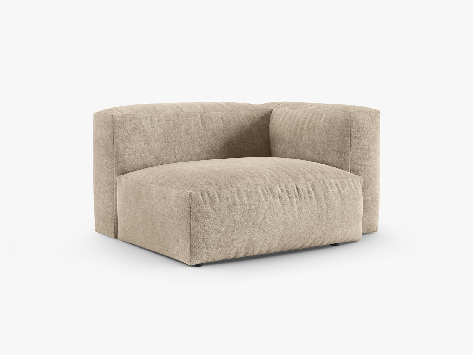 Micadoni Eckmodul mit Armlehne Martina 1-Sitzer 90cm Sitztiefe Rechts Samt Vogue Helles Beige