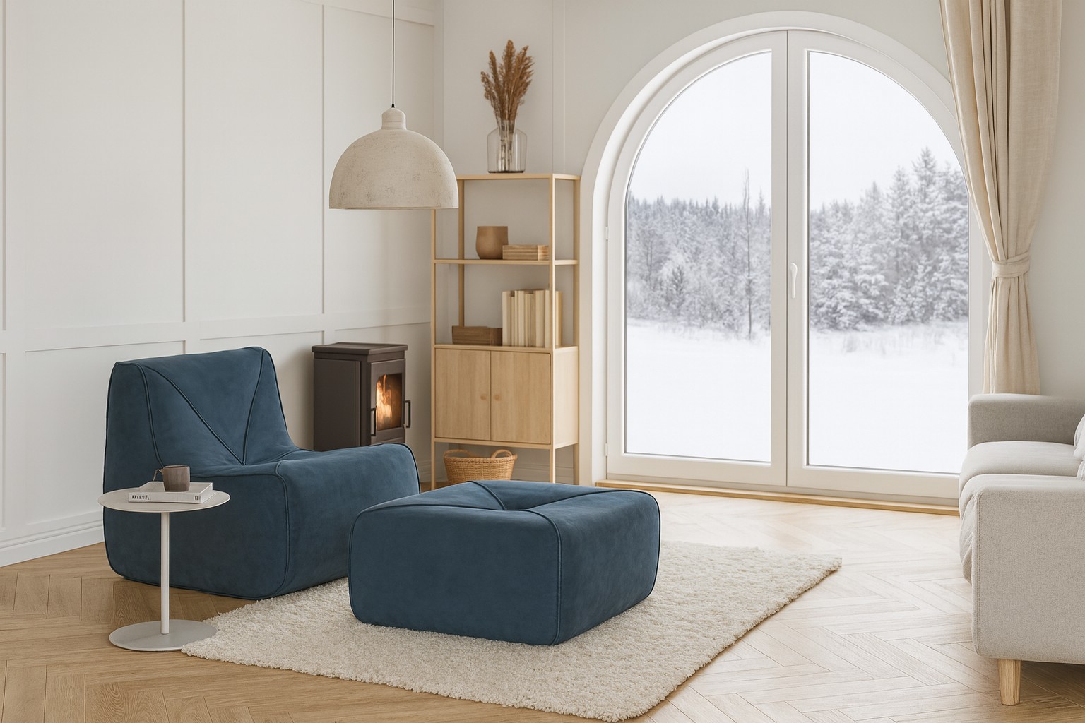 Livin Hill Sessel mit Fußhocker Nua Saphirblau
