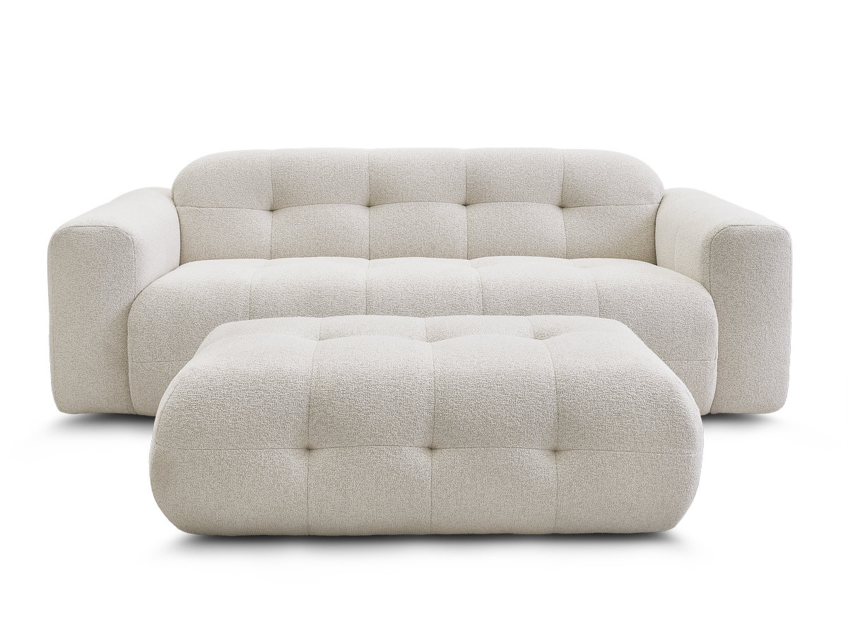 Bobochic Laura Sofa 3-Sitzer mit großem Pouf Melange-Stoff Beige