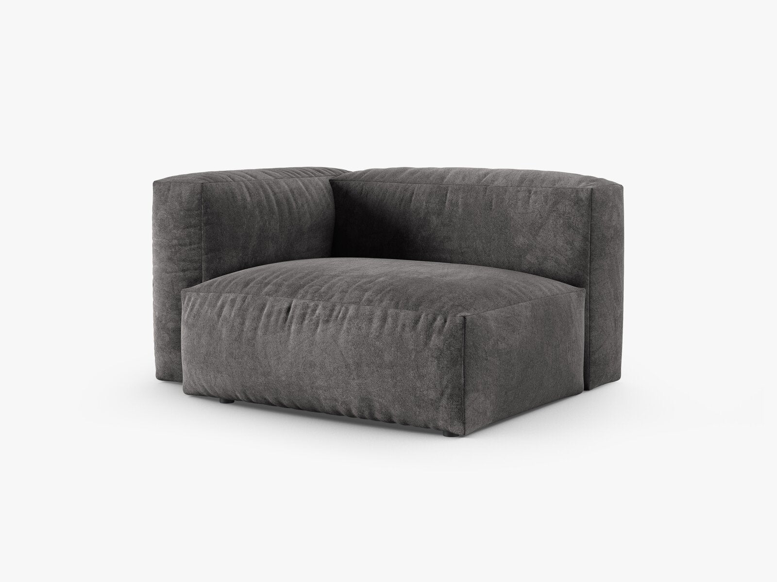 Micadoni Eckmodul mit Armlehne Martina 1-Sitzer 90cm Sitztiefe Links Samt Vogue Grau
